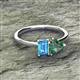 2 - Esther Emerald Shape Blue Topaz & Heart Shape Lab Created Alexandrite 2 Stone Duo Ring 