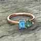 2 - Esther Emerald Shape Blue Topaz & Heart Shape Lab Created Alexandrite 2 Stone Duo Ring 
