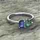 2 - Esther Emerald Shape Iolite & Heart Shape Lab Created Alexandrite 2 Stone Duo Ring 