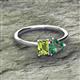 2 - Esther Emerald Shape Peridot & Heart Shape Lab Created Alexandrite 2 Stone Duo Ring 