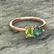 2 - Esther Emerald Shape Peridot & Heart Shape Lab Created Alexandrite 2 Stone Duo Ring 