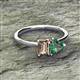 2 - Esther Emerald Shape Smoky Quartz & Heart Shape Lab Created Alexandrite 2 Stone Duo Ring 