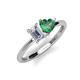 3 - Esther IGI Certified Emerald Shape Lab Grown Diamond & Heart Shape Lab Created Alexandrite 2 Stone Duo Ring 