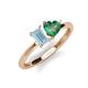 3 - Esther Emerald Shape Aquamarine & Heart Shape Lab Created Alexandrite 2 Stone Duo Ring 