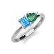 3 - Esther Emerald Shape Blue Topaz & Heart Shape Lab Created Alexandrite 2 Stone Duo Ring 