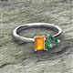 2 - Esther Emerald Shape Citrine & Heart Shape Lab Created Alexandrite 2 Stone Duo Ring 