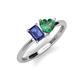 3 - Esther Emerald Shape Iolite & Heart Shape Lab Created Alexandrite 2 Stone Duo Ring 