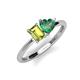 3 - Esther Emerald Shape Peridot & Heart Shape Lab Created Alexandrite 2 Stone Duo Ring 