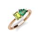3 - Esther Emerald Shape Peridot & Heart Shape Lab Created Alexandrite 2 Stone Duo Ring 