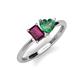 3 - Esther Emerald Shape Rhodolite Garnet & Heart Shape Lab Created Alexandrite 2 Stone Duo Ring 
