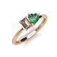 3 - Esther Emerald Shape Smoky Quartz & Heart Shape Lab Created Alexandrite 2 Stone Duo Ring 