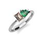 3 - Esther Emerald Shape Smoky Quartz & Heart Shape Lab Created Alexandrite 2 Stone Duo Ring 