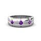 1 - Isaac 0.21 ctw Amethyst Cross Patterned Men Band (7.50 mm) 