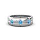 1 - Isaac 0.21 ctw Blue Topaz Cross Patterned Men Band (7.50 mm) 