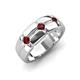 3 - Isaac 0.28 ctw Red Garnet Cross Patterned Men Band (7.50 mm) 