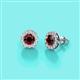 3 - Bernice Red Garnet and Diamond Stud Earrings 