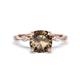 1 - Nuria 1.36 ctw Cushion Shape Smoky Quartz (7.00 mm) accented Natural Diamonds Engagement Ring 