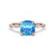 1 - Nuria 2.91 ctw Cushion Shape Blue Topaz (8.00 mm) accented Natural Diamonds Engagement Ring 