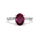 1 - Nuria 2.41 ctw Oval Shape Rhodolite Garnet (9X7 mm) accented Natural Diamonds Engagement Ring 