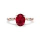 1 - Nuria 2.61 ctw Oval Shape Created Ruby (9X7 mm) accented Natural Diamonds Engagement Ring 