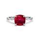 1 - Nuria 2.11 ctw Cushion Shape Created Ruby (7.00 mm) accented Natural Diamonds Engagement Ring 
