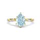 1 - Nuria 1.31 ctw Pear Shape Aquamarine  (9X6 mm) accented Natural Diamonds Engagement Ring 