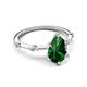 5 - Nuria 1.21 ctw Pear Shape Created Emerald  (9X6 mm) accented Natural Diamonds Engagement Ring 