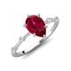 3 - Nuria 1.74 ctw Pear Shape Created Ruby  (9X6 mm) accented Natural Diamonds Engagement Ring 