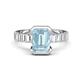 1 - Dionne 2.60 ctw Emerald Shape Aquamarine (9 X 7 mm) accented Baguette Shape Lab Grown Diamonds Engagement Ring 
