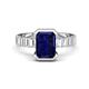 1 - Dionne 3.10 ctw Emerald Shape Created Blue Sapphire (9 X 7 mm) accented Baguette Shape Lab Grown Diamonds Engagement Ring 