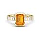 1 - Dionne 2.85 ctw Emerald Shape Citrine (9 X 7 mm) accented Baguette Shape Lab Grown Diamonds Engagement Ring 