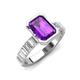 3 - Dionne 2.85 ctw Emerald Shape Amethyst (9 X 7 mm) accented Baguette Shape Lab Grown Diamonds Engagement Ring 