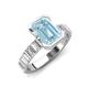 3 - Dionne 2.60 ctw Emerald Shape Aquamarine (9 X 7 mm) accented Baguette Shape Lab Grown Diamonds Engagement Ring 