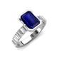 3 - Dionne 3.10 ctw Emerald Shape Created Blue Sapphire (9 X 7 mm) accented Baguette Shape Lab Grown Diamonds Engagement Ring 