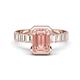 1 - Dionne 2.85 ctw Emerald Shape Morganite (9 X 7 mm) accented Baguette Shape Lab Grown Diamonds Engagement Ring 