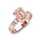 3 - Dionne 2.85 ctw Emerald Shape Morganite (9 X 7 mm) accented Baguette Shape Lab Grown Diamonds Engagement Ring 