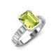 3 - Dionne 3.05 ctw Emerald Shape Peridot (9 X 7 mm) accented Baguette Shape Lab Grown Diamonds Engagement Ring 