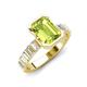 3 - Dionne 3.05 ctw Emerald Shape Peridot (9 X 7 mm) accented Baguette Shape Lab Grown Diamonds Engagement Ring 