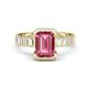1 - Dionne 3.45 ctw Emerald Shape Pink Tourmaline (9 X 7 mm) accented Baguette Shape Lab Grown Diamonds Engagement Ring 