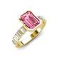 3 - Dionne 3.45 ctw Emerald Shape Pink Tourmaline (9 X 7 mm) accented Baguette Shape Lab Grown Diamonds Engagement Ring 