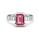 1 - Dionne 3.45 ctw Emerald Shape Pink Tourmaline (9 X 7 mm) accented Baguette Shape Lab Grown Diamonds Engagement Ring 