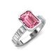3 - Dionne 3.45 ctw Emerald Shape Pink Tourmaline (9 X 7 mm) accented Baguette Shape Lab Grown Diamonds Engagement Ring 