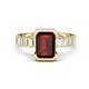 1 - Dionne 3.60 ctw Emerald Shape Red Garnet (9 X 7 mm) accented Baguette Shape Lab Grown Diamonds Engagement Ring 
