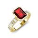 3 - Dionne 3.60 ctw Emerald Shape Red Garnet (9 X 7 mm) accented Baguette Shape Lab Grown Diamonds Engagement Ring 