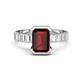 1 - Dionne 3.60 ctw Emerald Shape Red Garnet (9 X 7 mm) accented Baguette Shape Lab Grown Diamonds Engagement Ring 