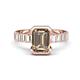 1 - Dionne 2.85 ctw Emerald Shape Smoky Quartz (9 X 7 mm) accented Baguette Shape Lab Grown Diamonds Engagement Ring 