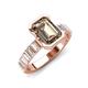 3 - Dionne 2.85 ctw Emerald Shape Smoky Quartz (9 X 7 mm) accented Baguette Shape Lab Grown Diamonds Engagement Ring 