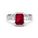 1 - Dionne 3.30 ctw Emerald Shape Created Ruby (9 X 7 mm) accented Baguette Shape Lab Grown Diamonds Engagement Ring 