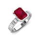 3 - Dionne 3.30 ctw Emerald Shape Created Ruby (9 X 7 mm) accented Baguette Shape Lab Grown Diamonds Engagement Ring 