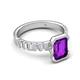 5 - Dionne 2.85 ctw Emerald Shape Amethyst (9 X 7 mm) accented Baguette Shape Lab Grown Diamonds Engagement Ring 